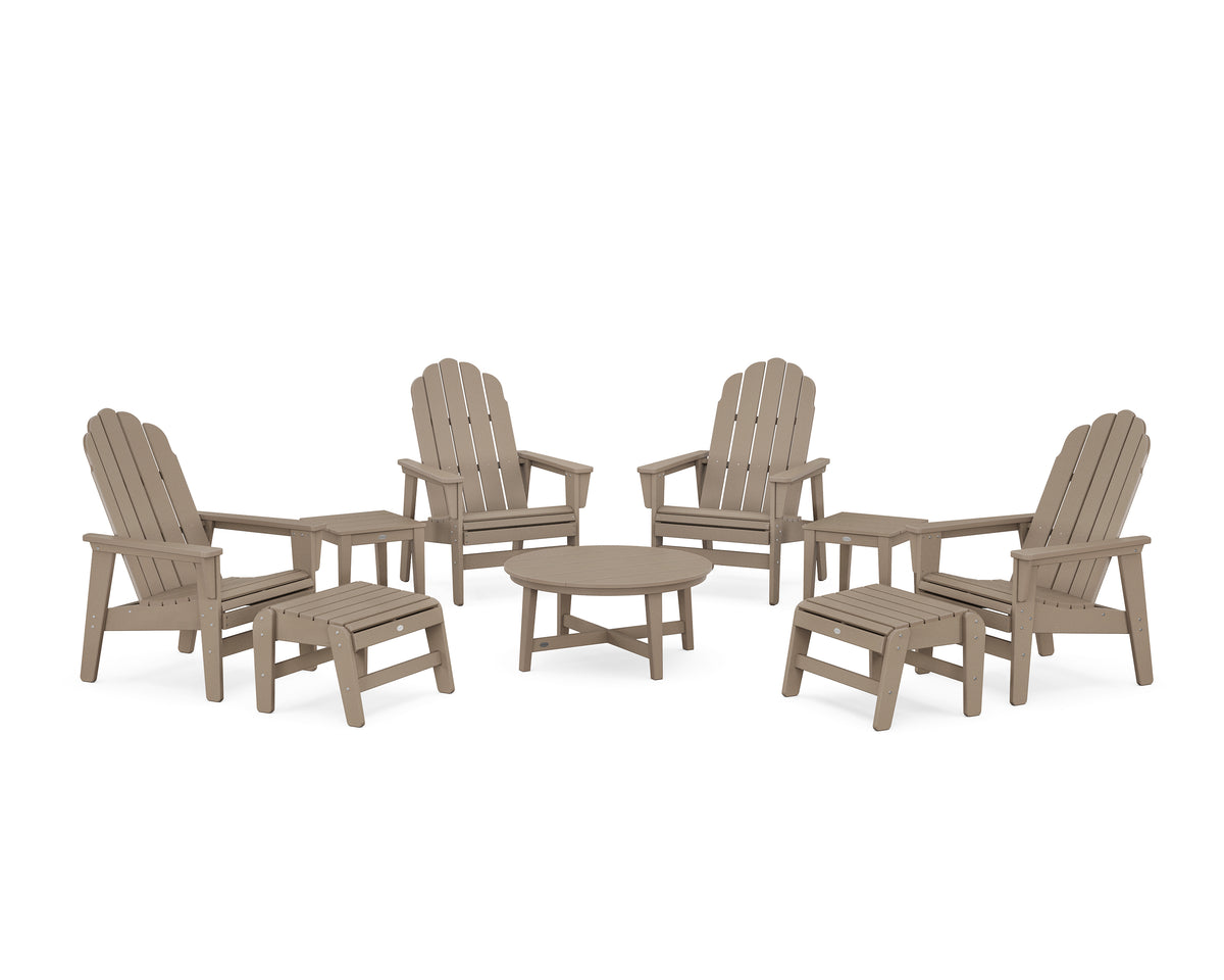 POLYWOOD Vineyard Grand Upright Adirondack 9-Piece Conversation Set in Vintage Sahara