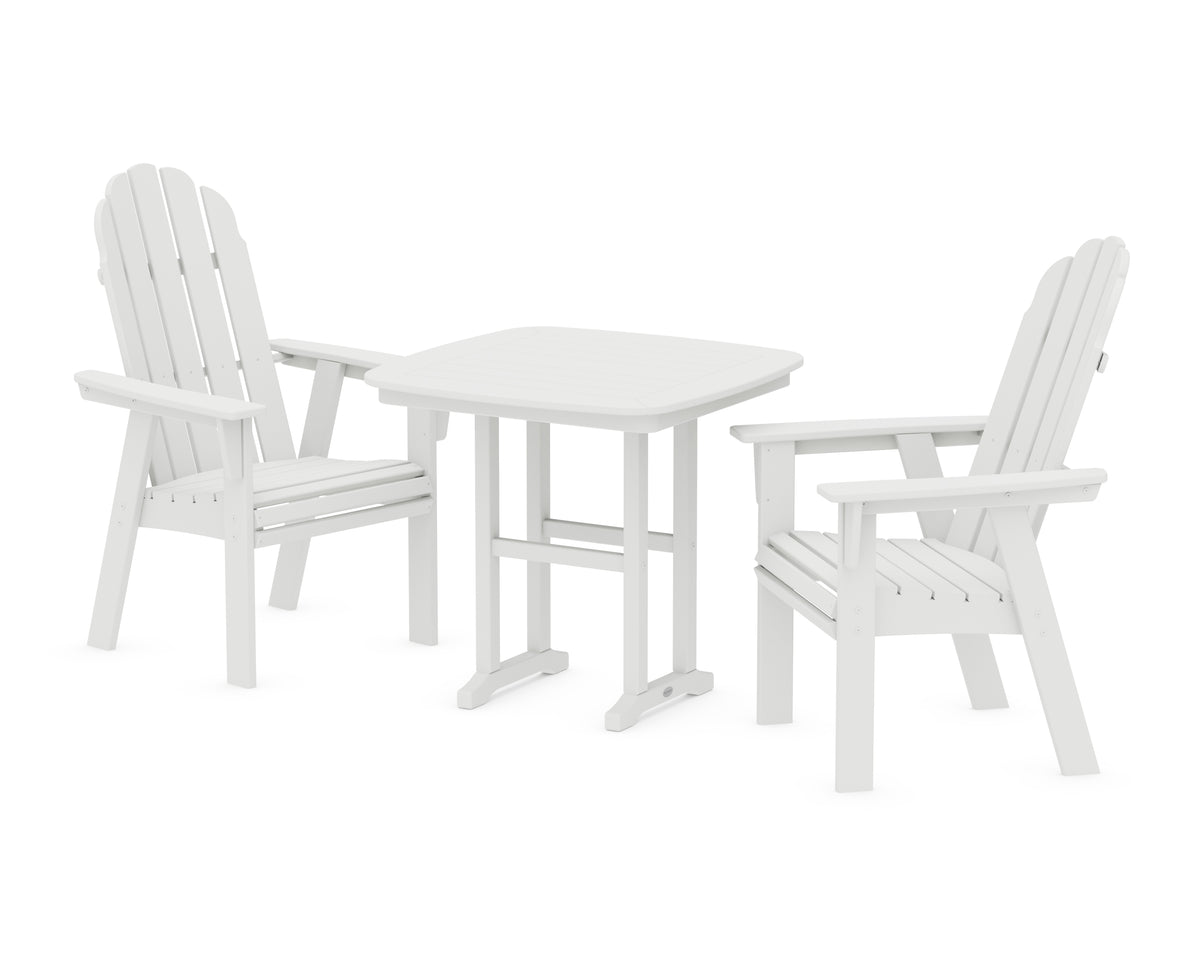 POLYWOOD Vineyard Adirondack 3-Piece Dining Set in White