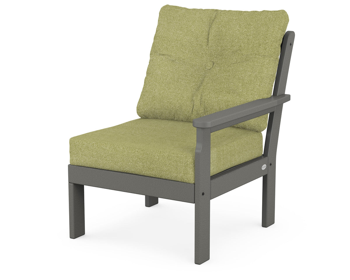 POLYWOOD Vineyard Modular Right Arm Chair in Slate Grey / Chartreuse Boucle