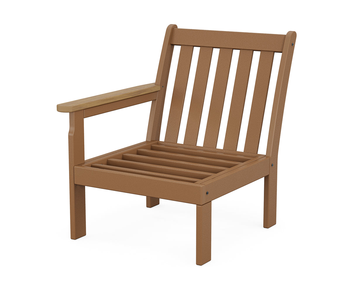 POLYWOOD Vineyard Modular Left Arm Chair Frame in Teak / Natural