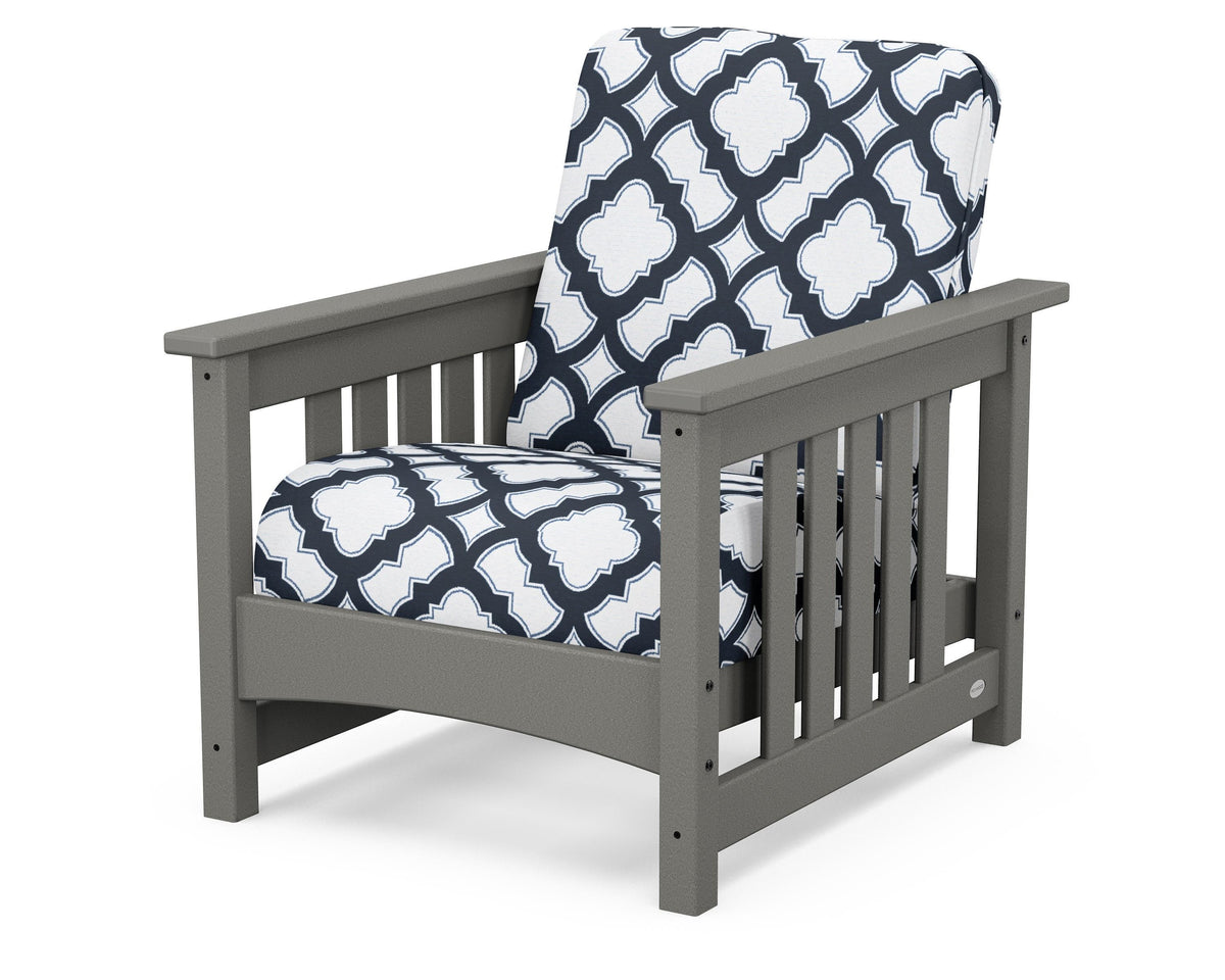 POLYWOOD Club Mission Chair in Slate Grey / Trellis Marine Indigo