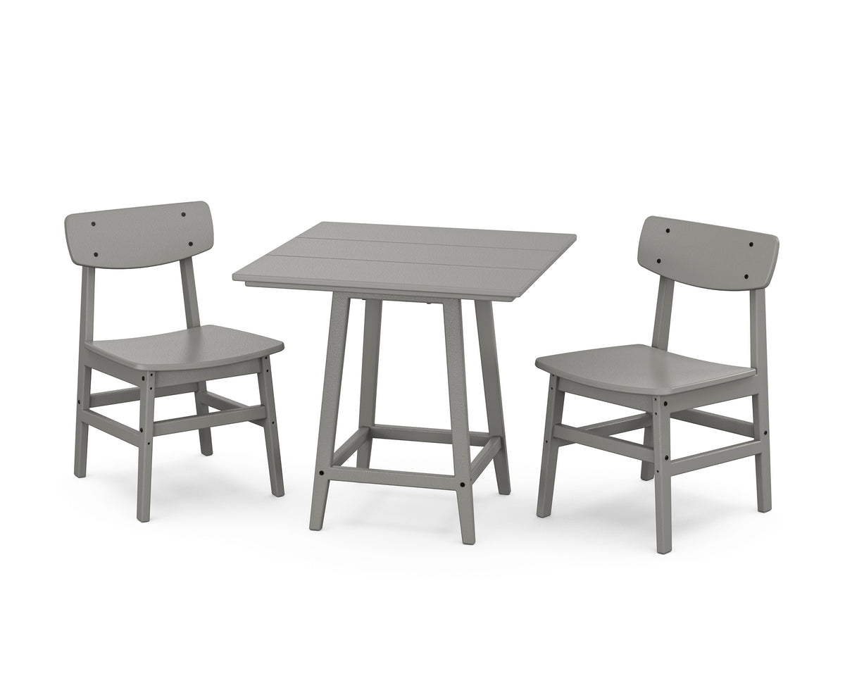 POLYWOOD Modern Studio Urban Chair 3-Piece Bistro Dining Set in Slate Grey