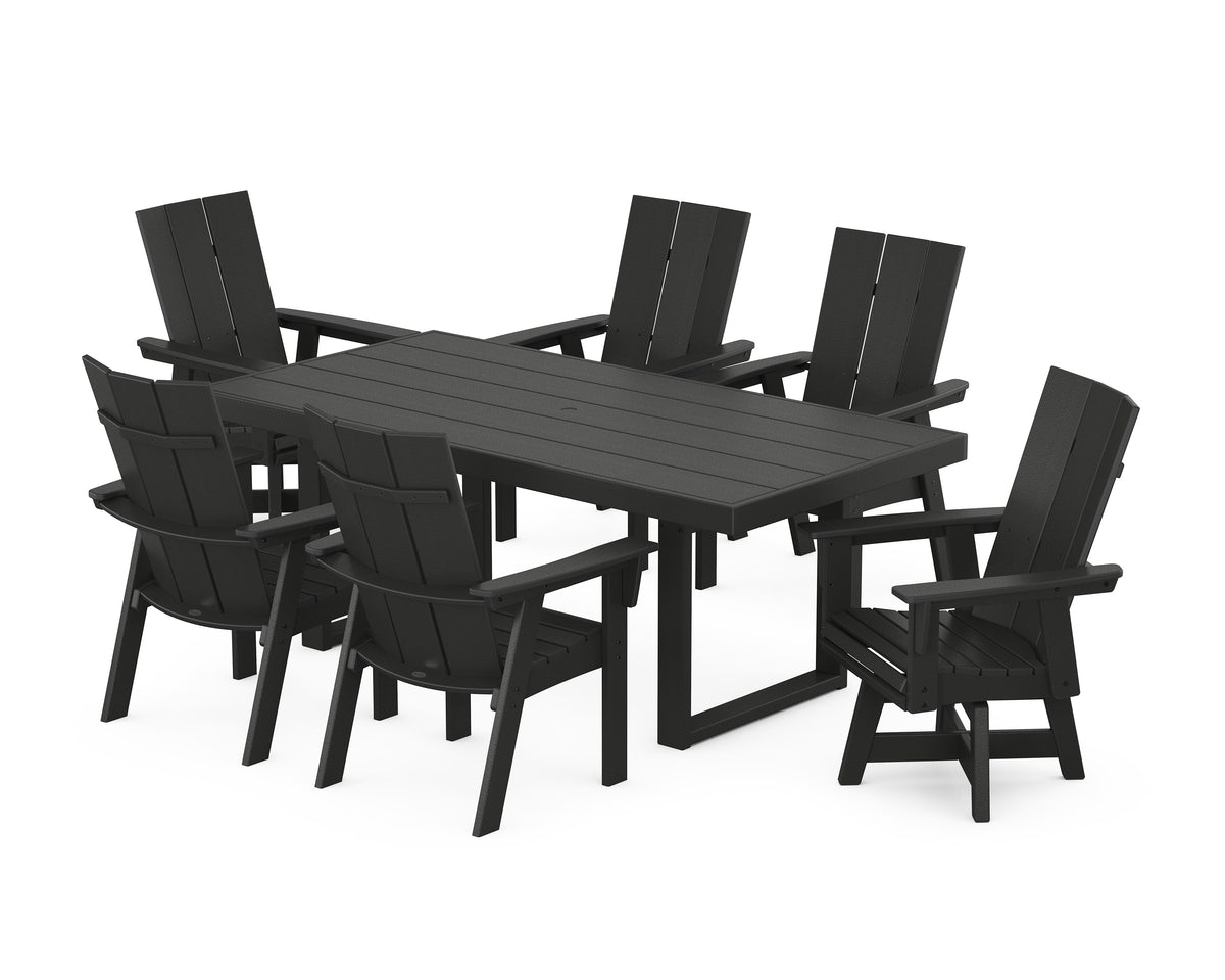 POLYWOOD Modern Adirondack 7-Piece Dining Set in Black