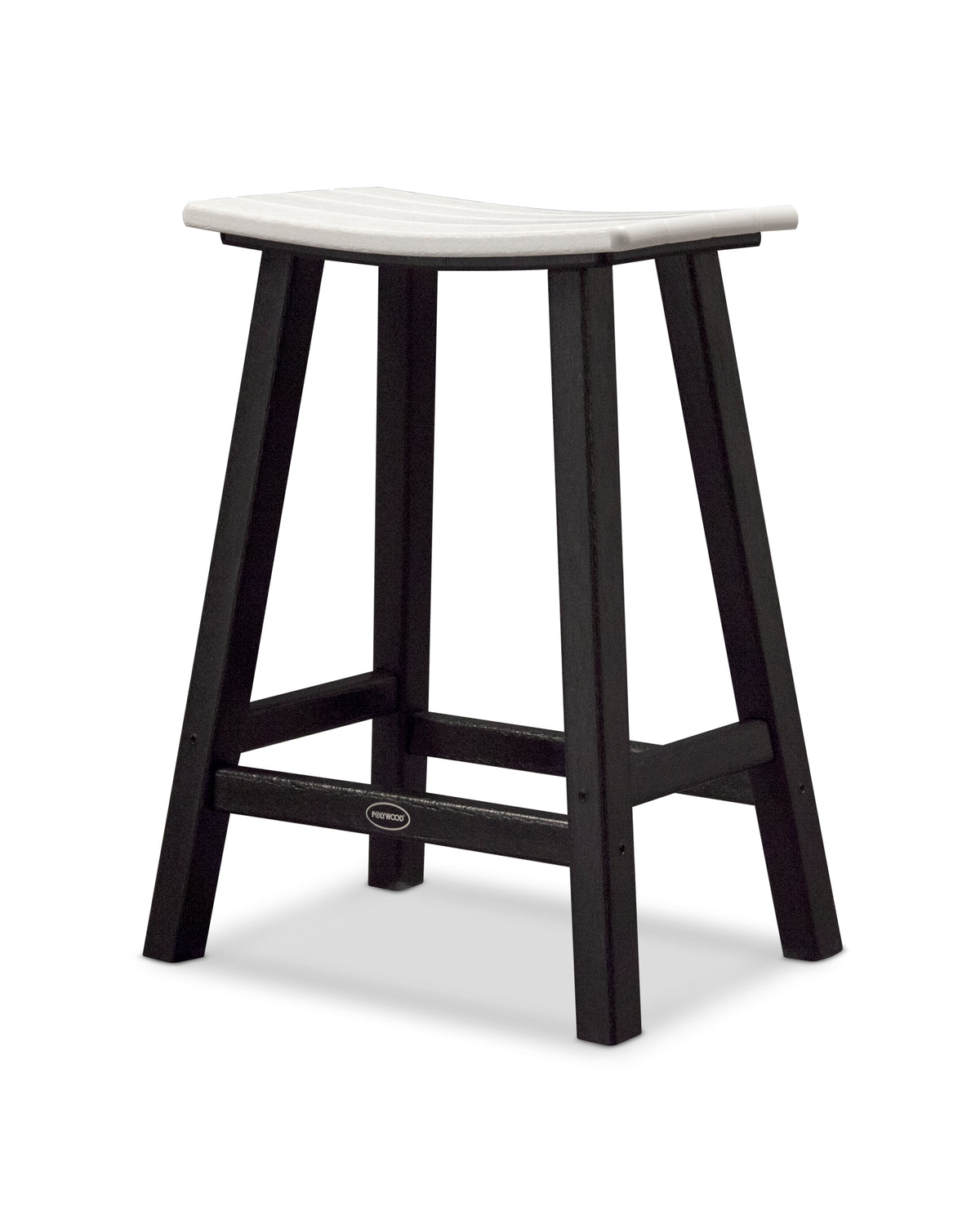 POLYWOOD Contempo 24" Saddle Counter Stool in Black / White
