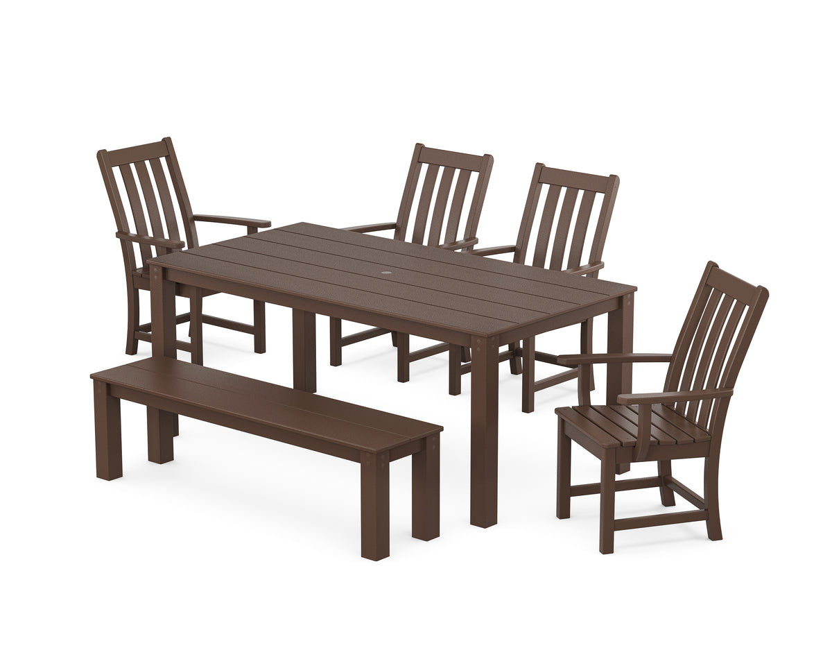 POLYWOOD Vineyard 6-Piece Parsons Dining Set with Bench in Mahogany