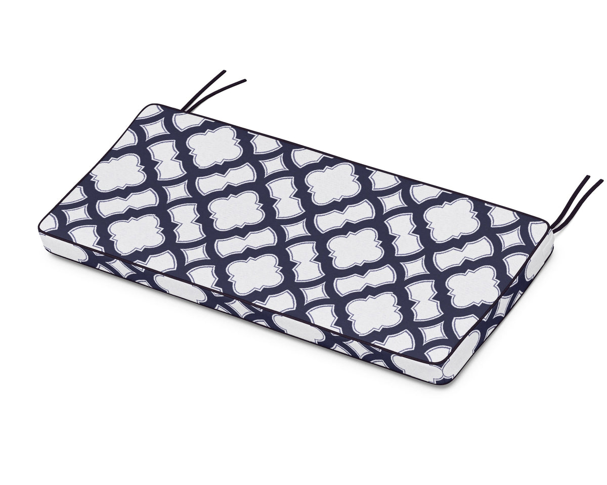 POLYWOOD Chinoiserie 48" Bench Seat Cushion in Trellis Navy