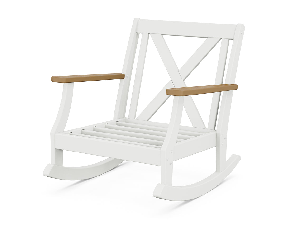 POLYWOOD Braxton Deep Seating Rocking Chair Frame in White / Natural