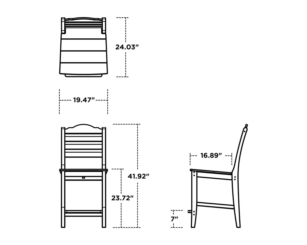 POLYWOOD Savannah Counter Side Chair dimensions