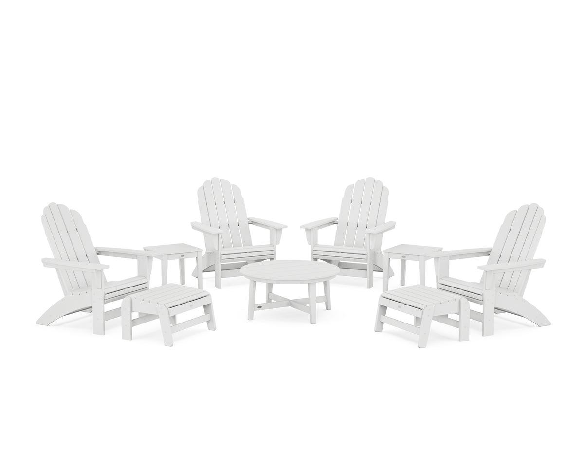 POLYWOOD Vineyard Grand Adirondack 9-Piece Conversation Set in White