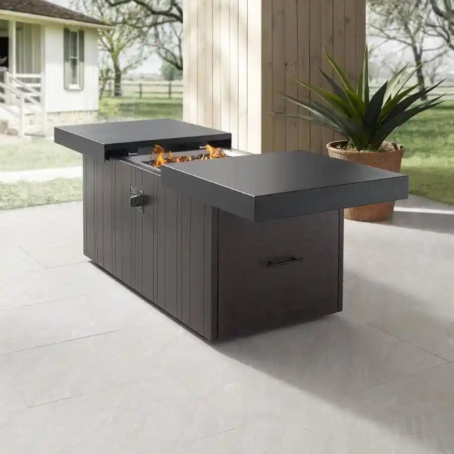 Plank & Hide 24" x 48" Rectangle Functional Propane Fire Pit - Casual Furniture World