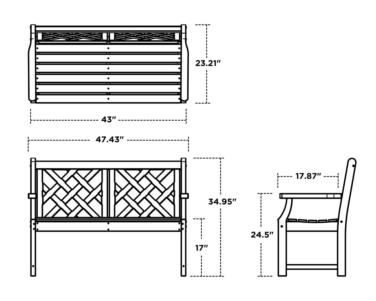 POLYWOOD Wovendale 48" Bench dimensions