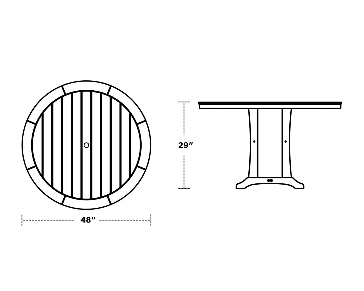 POLYWOOD Nautical Trestle 48" Round Dining Table dimensions