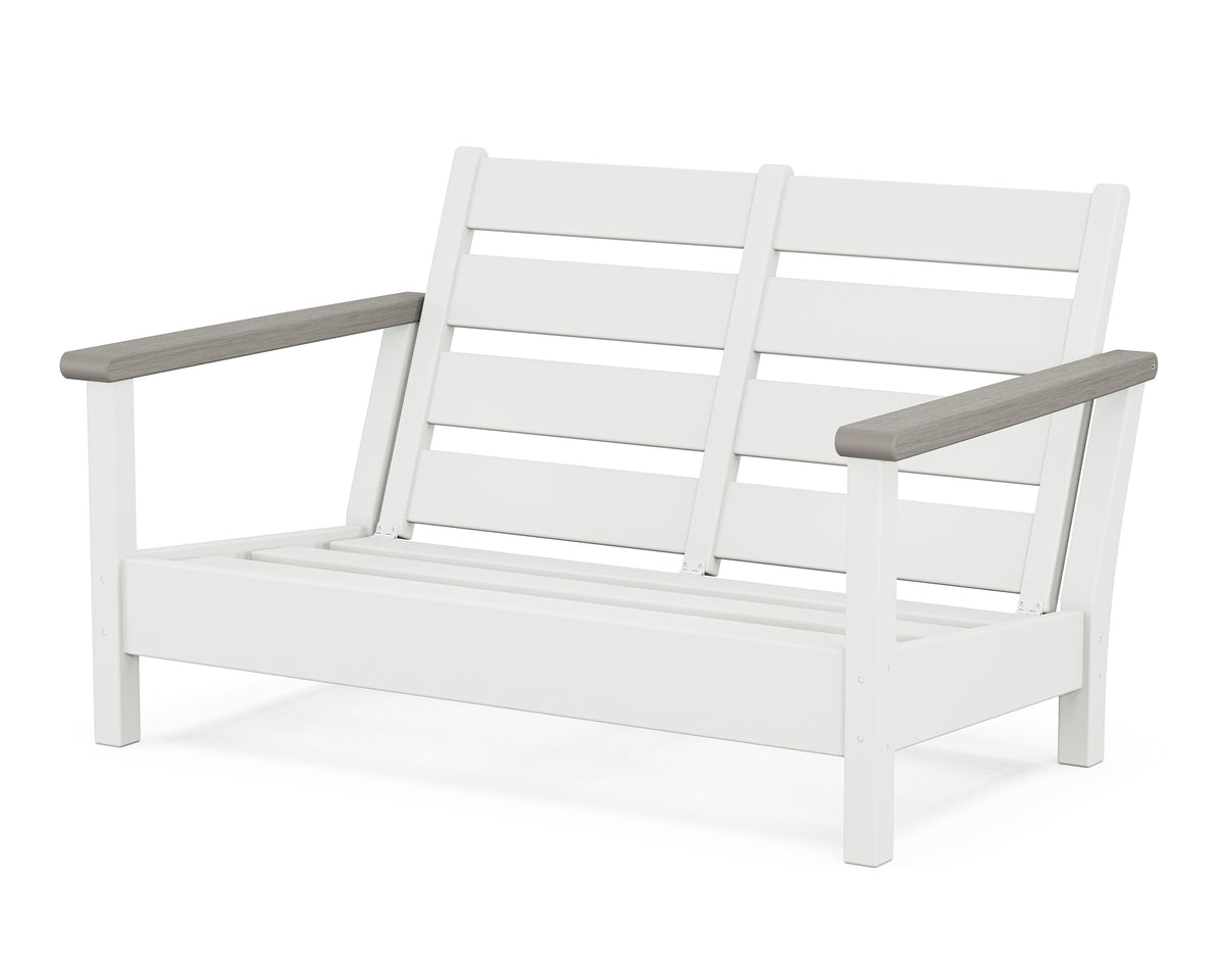 POLYWOOD Harbour Loveseat Frame in White / Driftwood