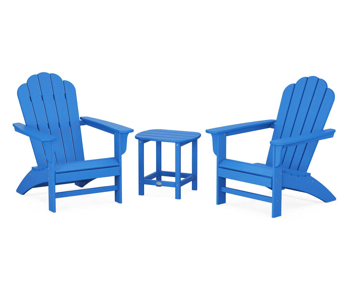POLYWOOD Country Living Cottage Adirondack Chair 3-Piece Set in Pacific Blue