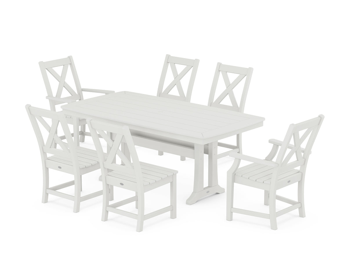 POLYWOOD Braxton 7-Piece Dining Set with Trestle Legs in Vintage White