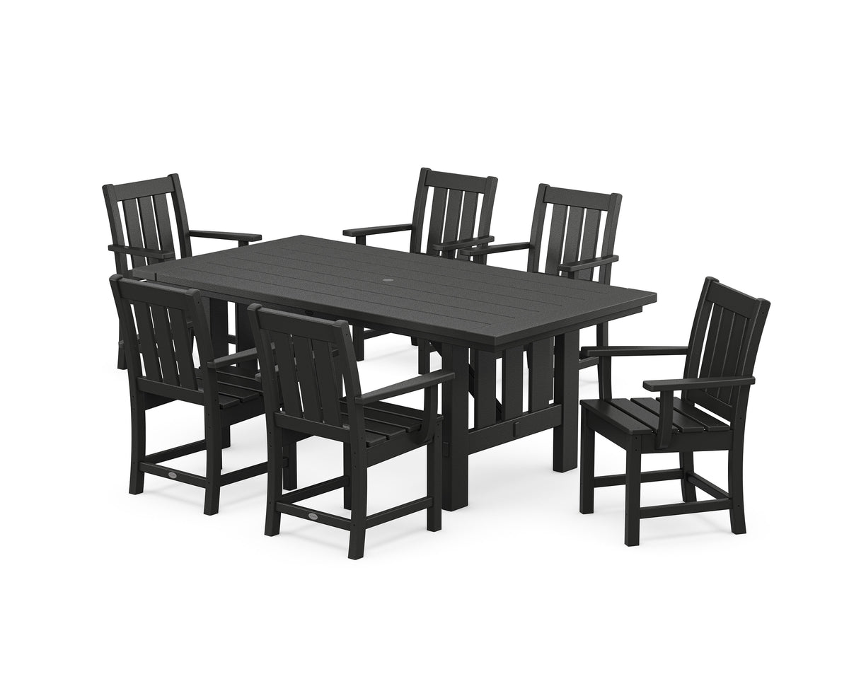 POLYWOOD Oxford Arm Chair 7-Piece Mission Dining Set in Black