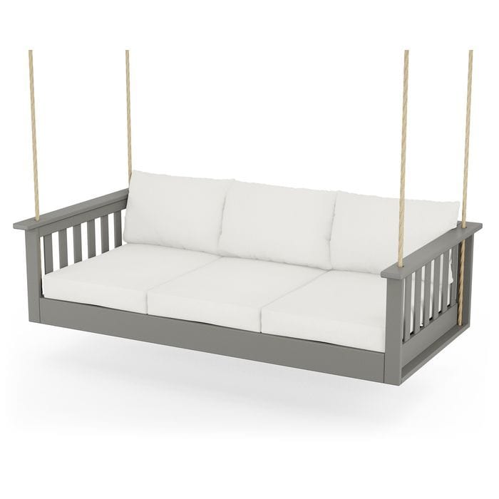 POLYWOOD Vineyard Daybed Swing in Slate Grey / Natural Linen