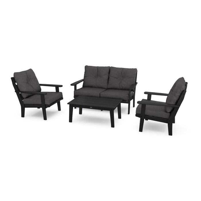POLYWOOD Lakeside 4-Piece Seating Set in Black / Ash Charcoal