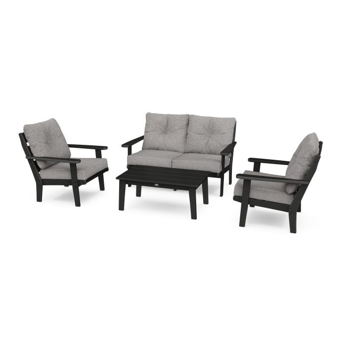 POLYWOOD Lakeside 4-Piece Seating Set in Black / Grey Mist