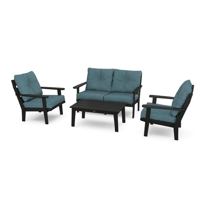 POLYWOOD Lakeside 4-Piece Seating Set in Black / Ocean Teal