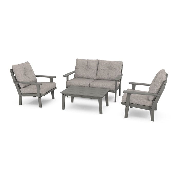 POLYWOOD Lakeside 4-Piece Seating Set in Slate Grey / Weathered Tweed