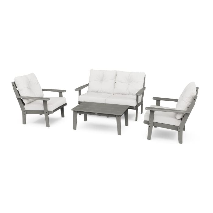POLYWOOD Lakeside 4-Piece Seating Set in Slate Grey / Natural Linen