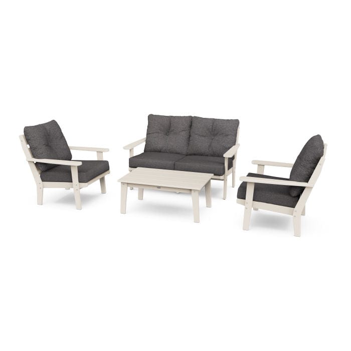 POLYWOOD Lakeside 4-Piece Seating Set in Sand / Ash Charcoal
