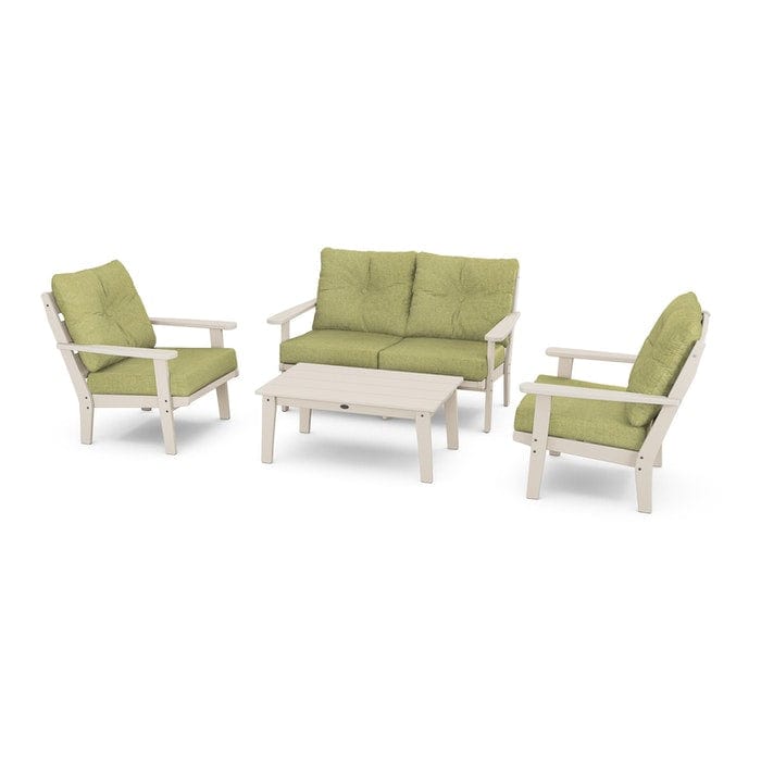 POLYWOOD Lakeside 4-Piece Seating Set in Sand / Chartreuse Boucle
