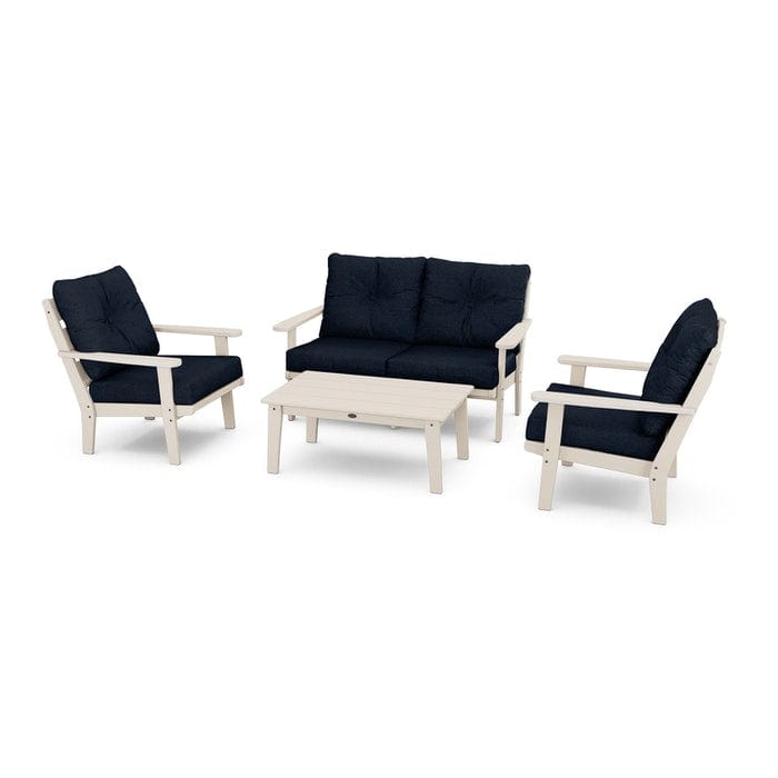 POLYWOOD Lakeside 4-Piece Seating Set in Sand / Marine Indigo