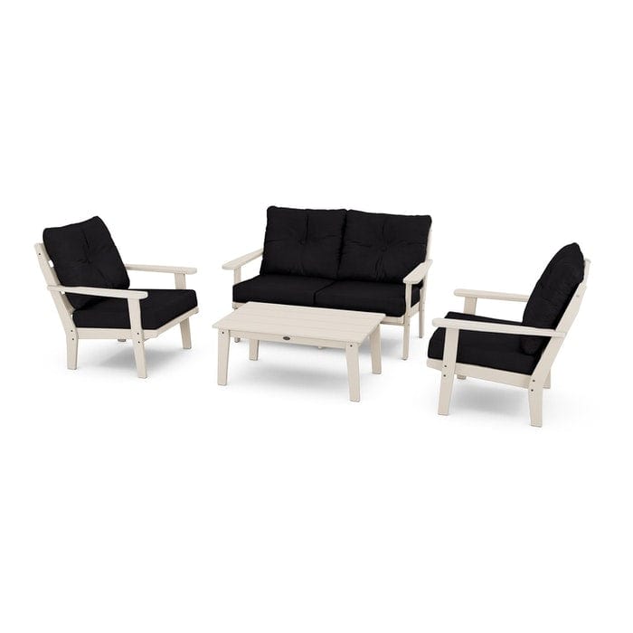 POLYWOOD Lakeside 4-Piece Seating Set in Sand / Midnight Linen