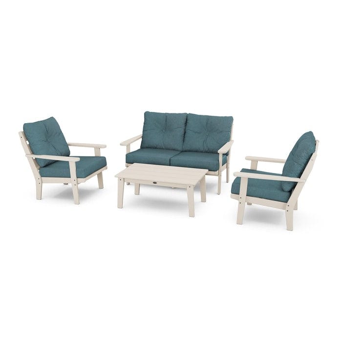 POLYWOOD Lakeside 4-Piece Seating Set in Sand / Ocean Teal