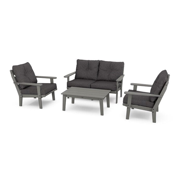 POLYWOOD Lakeside 4-Piece Seating Set in Slate Grey / Ash Charcoal
