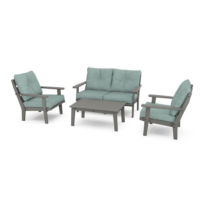 POLYWOOD Lakeside 4-Piece Seating Set in Slate Grey / Glacier Spa