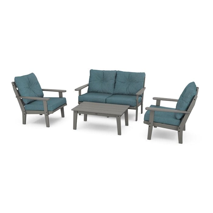 POLYWOOD Lakeside 4-Piece Seating Set in Slate Grey / Ocean Teal