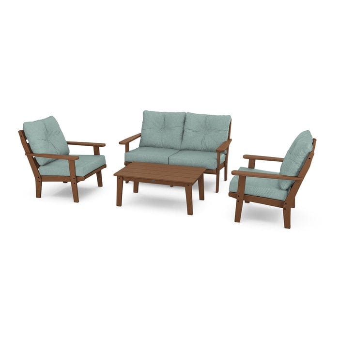 POLYWOOD Lakeside 4-Piece Seating Set in Teak / Glacier Spa