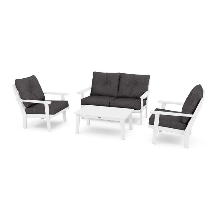 POLYWOOD Lakeside 4-Piece Seating Set in White / Ash Charcoal