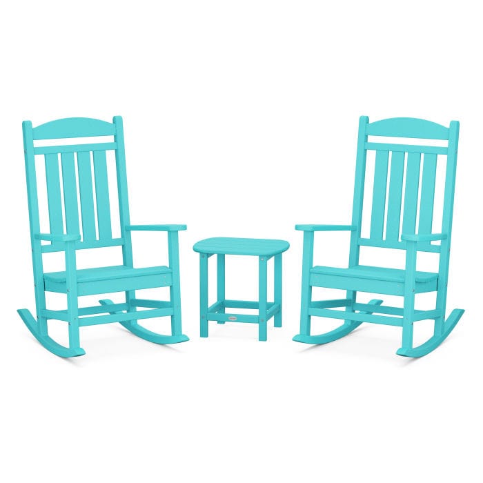 Polywood Presidential 3-Piece Rocking Chair Set with South Beach 18" Side Table - Casual Furniture World