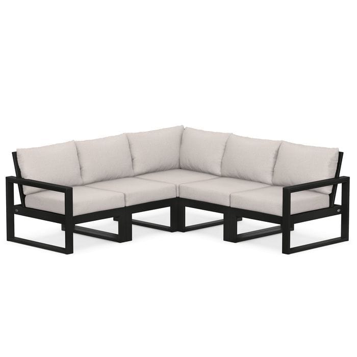 POLYWOOD EDGE 5-Piece Modular Sectional in Black / Dune Burlap