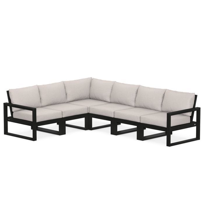 POLYWOOD EDGE 6-Piece Modular Sectional in Black / Dune Burlap
