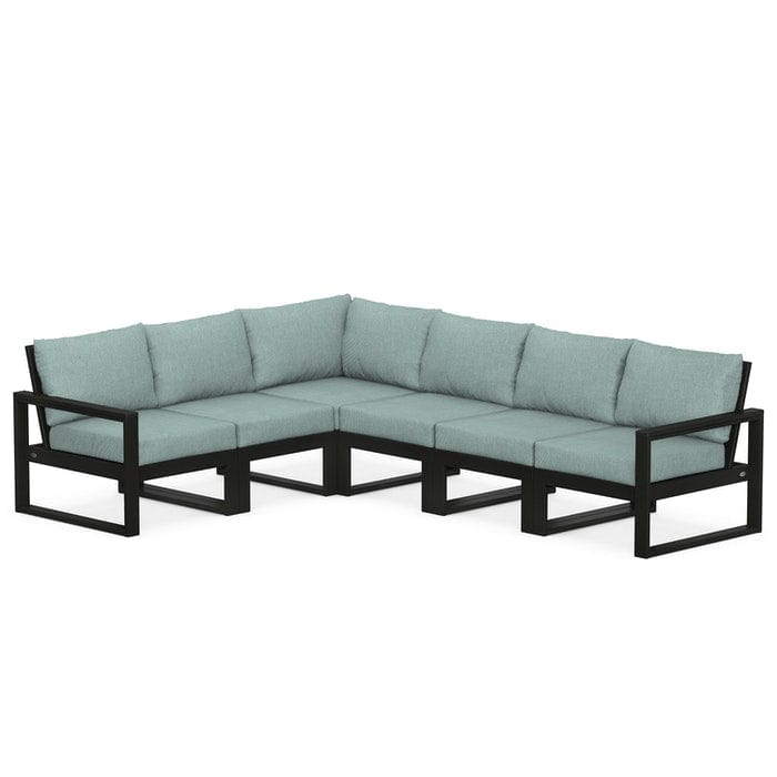 POLYWOOD EDGE 6-Piece Modular Sectional in Black / Glacier Spa