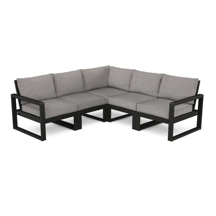 POLYWOOD EDGE 5-Piece Modular Sectional in Black / Grey Mist