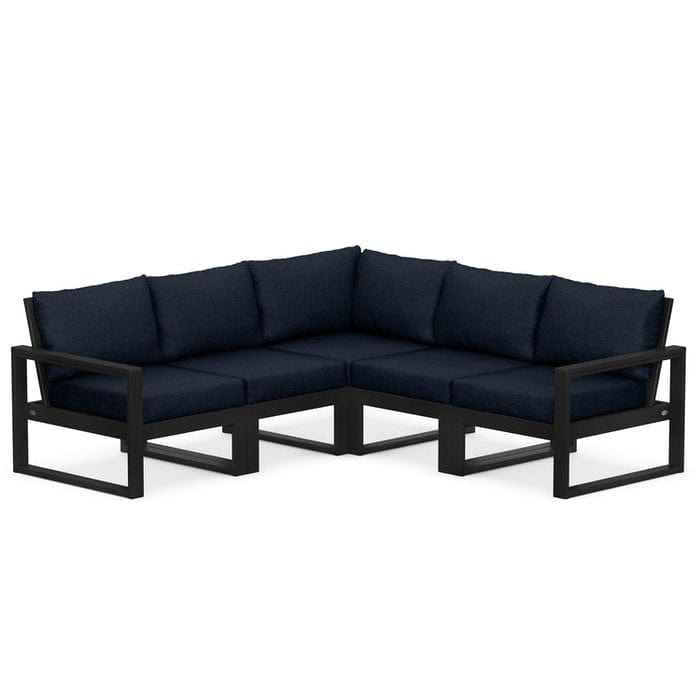 POLYWOOD EDGE 5-Piece Modular Sectional in Black / Marine Indigo