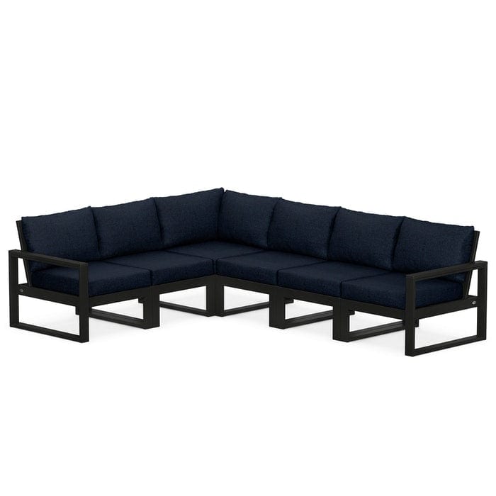 POLYWOOD EDGE 6-Piece Modular Sectional in Black / Marine Indigo