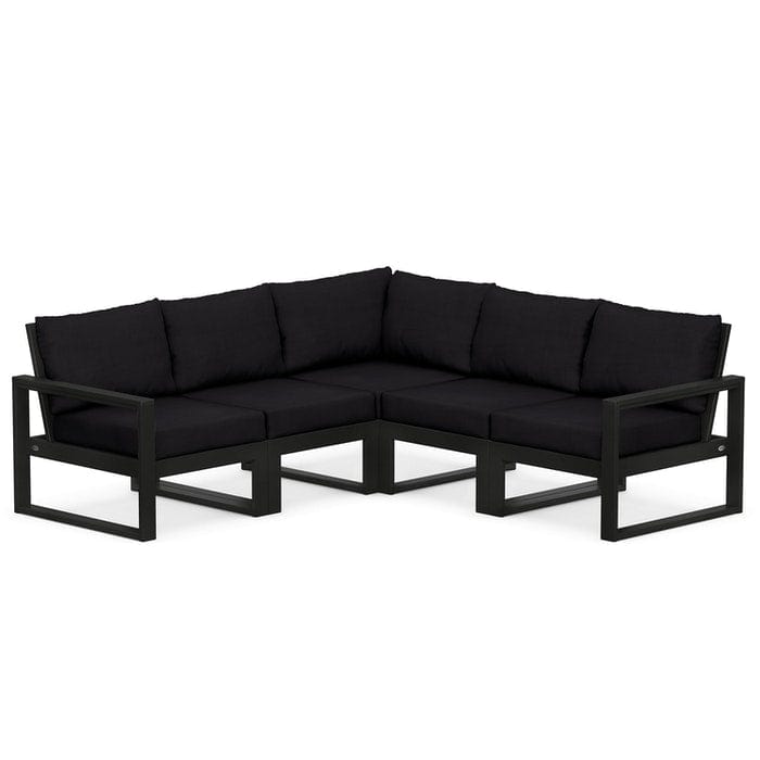 POLYWOOD EDGE 5-Piece Modular Sectional in Black / Midnight Linen