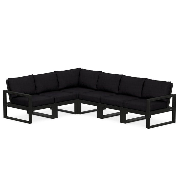 POLYWOOD EDGE 6-Piece Modular Sectional in Black / Midnight Linen