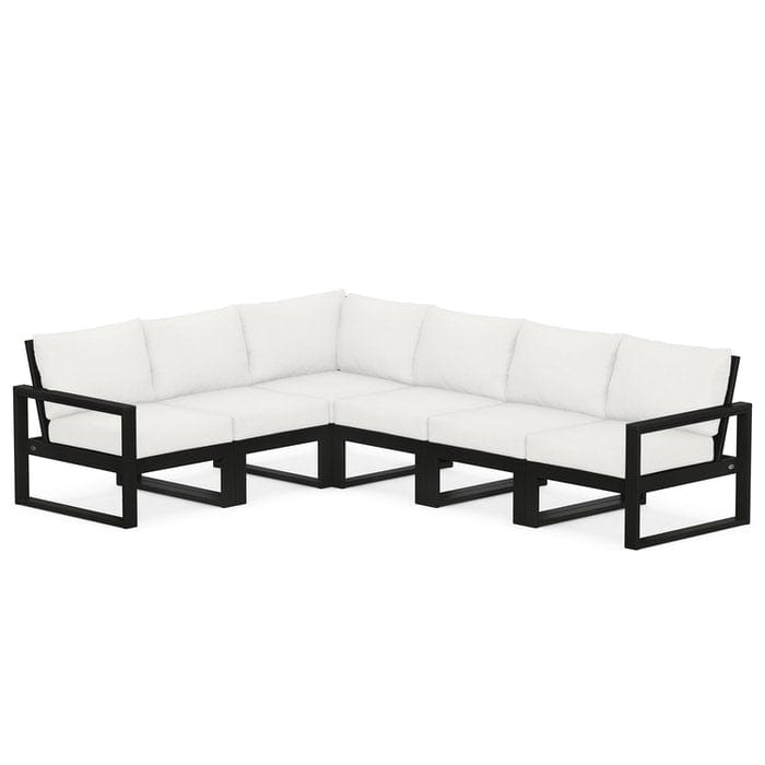 POLYWOOD EDGE 6-Piece Modular Sectional in Black / Natural Linen