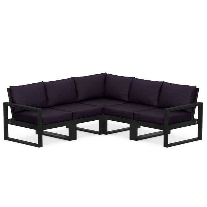 POLYWOOD EDGE 5-Piece Modular Sectional in Black / Navy Linen