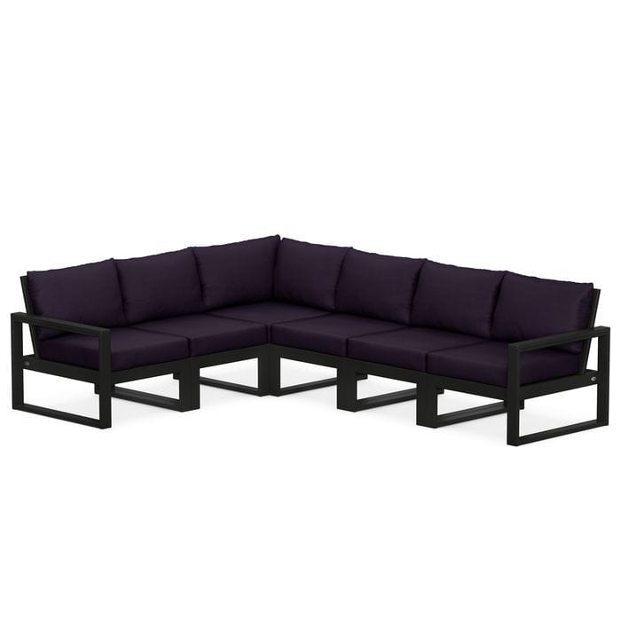 POLYWOOD EDGE 6-Piece Modular Sectional in Black / Navy Linen