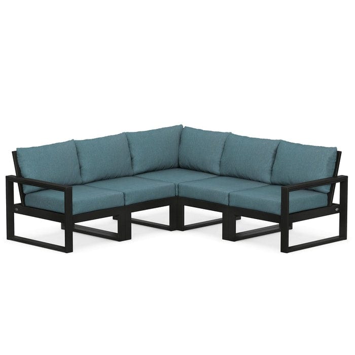 POLYWOOD EDGE 5-Piece Modular Sectional in Black / Ocean Teal