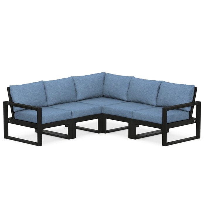 POLYWOOD EDGE 5-Piece Modular Sectional in Black / Sky Blue